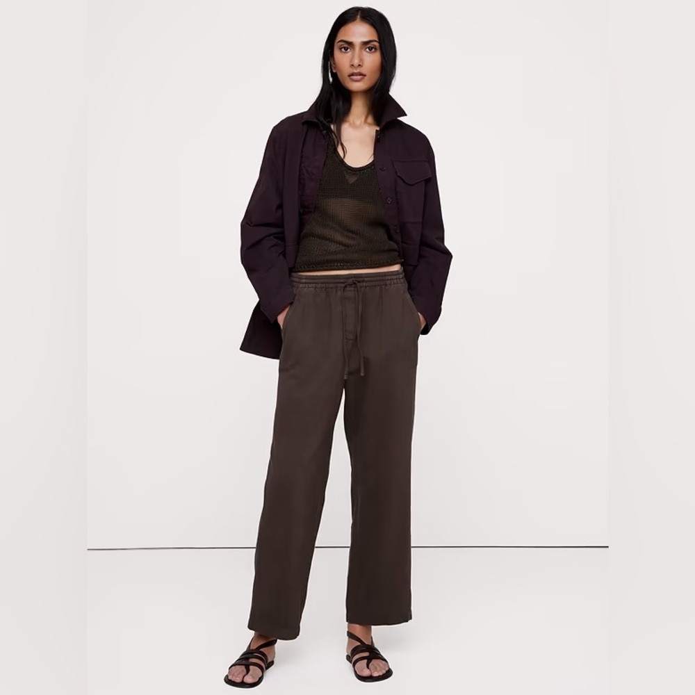 NWT! Banana Republic Dark Oak Brown The Getaway Straight-Leg Pant In Cotton 🖤